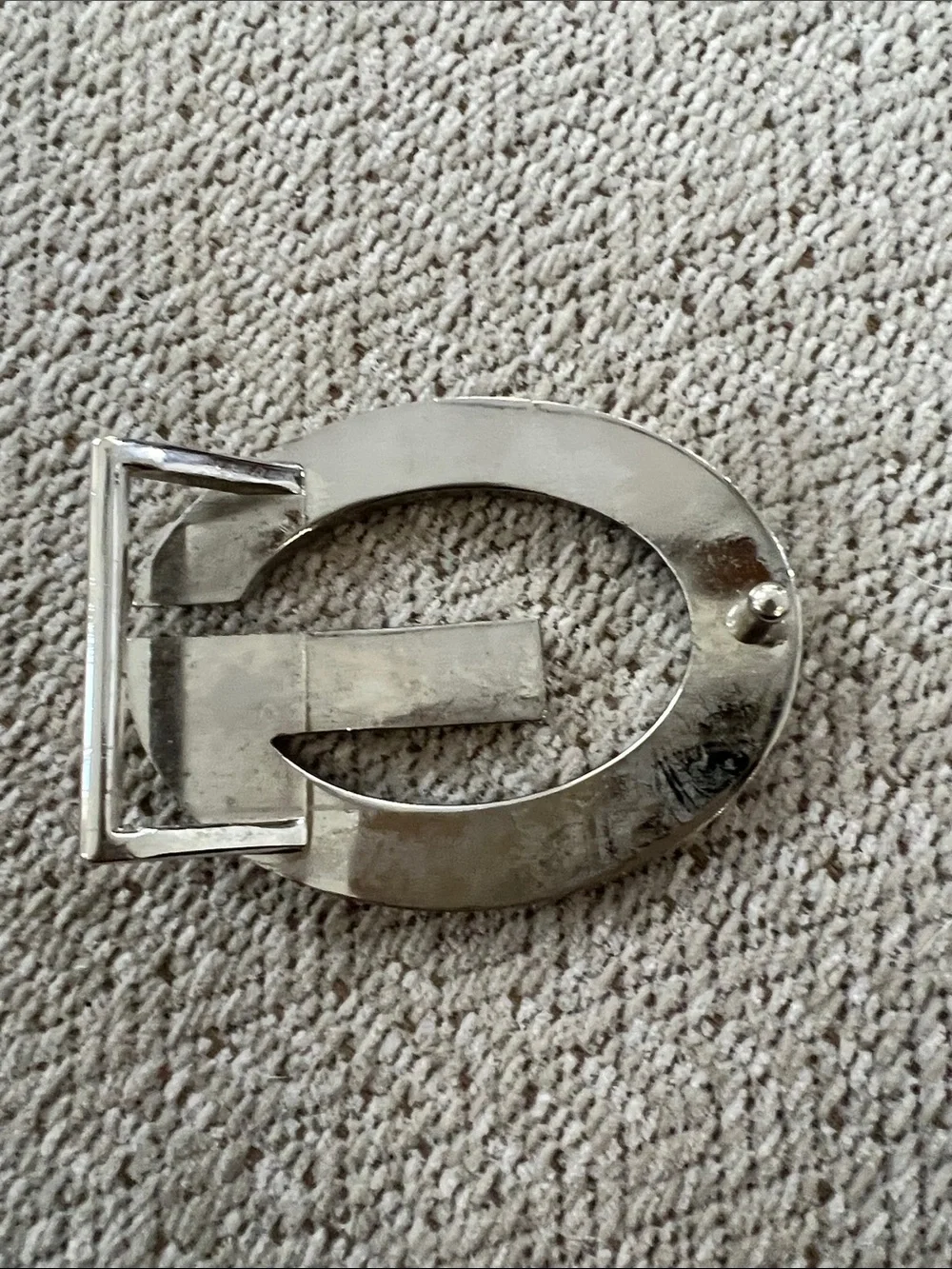 Crystal-Embellished 'G' Belt Buckle - Silver Clear Rhinestones